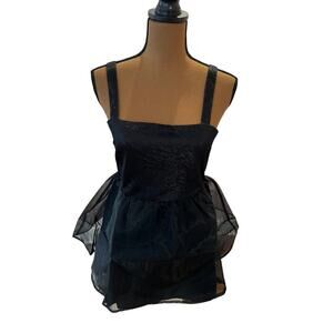 Fun and Flirty English Factory Black Tulle & Organza Shimmer Dress in Size Large